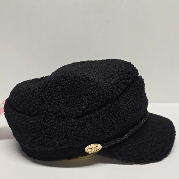 Juicy Couture Sherpa Teddy News boy cap Skipper Black Hat NWT - Picture 3 of 7